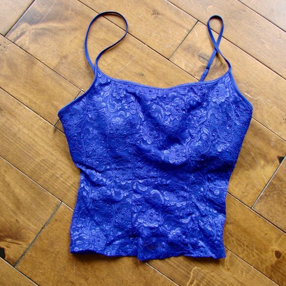 Vintage Y2K Camisole Corset Frederick's of Hollywood Purple Lace Satin Medium - Picture 1 of 10